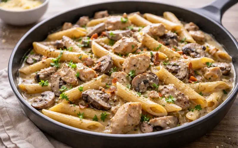 Creamy Chicken & Mushroom Weeknight Pasta